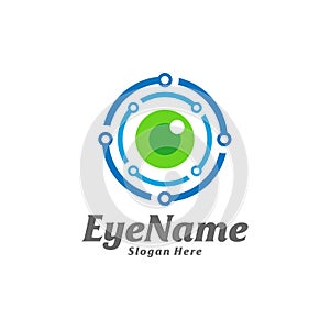 Tech Eye Logo Design Template. Eye Tech logo concept vector. Creative Icon Symbol