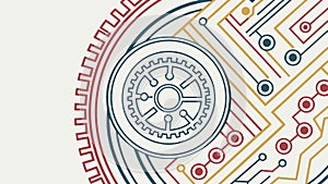 Tech Gear on Circuit Board Industrial Design, vector design Generative AI