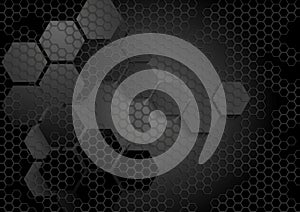 Tech geometric black background with hexagon