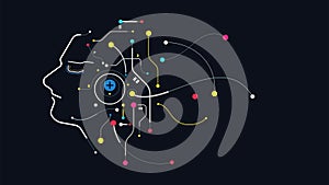 Tech head computer artificial geometric elements