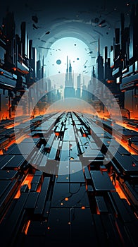 Tech infused comic dream Abstract futuristic elements in a flat comic style environment