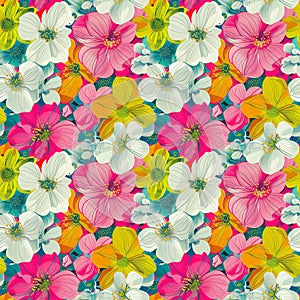 Tech-Infused Neon Floral Seamless Pattern â Perfect for Ultra-High-Resolution Prints photo