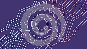 Tech Innovation: Gear Integrated with Circuit Board Pattern, Technology, vector design Generative AI