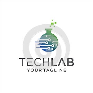 Tech Lab Logo Design Vector Stock. Science laboratory logo Template. Digital chemistry Labs Logo Icon