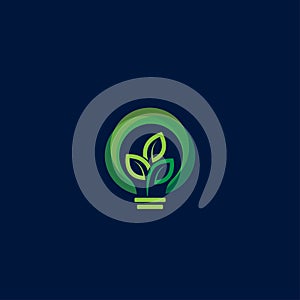 Green light bulb leaf symbol logo vector. Logo of green energy. Stylized eco logo biofuel. Renewable green energy logo - Vector