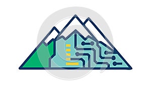 Tech Mountain Circuitry, Digital Landscape Vector, vector design Generative AI