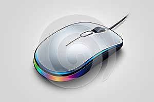 Close up of the silver wired mouse,Generative AI