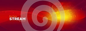 Tech Poster. Red Particle Motion. Big Data