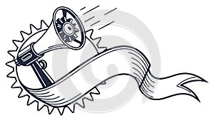 Tech Ribbon Banner with Megaphone, Digital Communication, vector design Generative AI