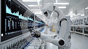 Tech robot operating systems with digital data visuals