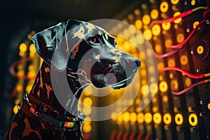Tech-savvy Dalmatian with futuristic server background AI-generated