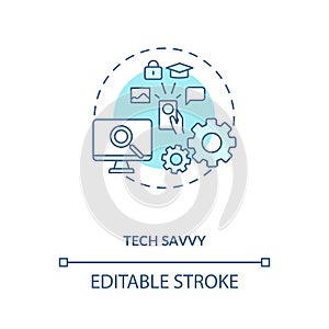 Tech savvy turquoise concept icon