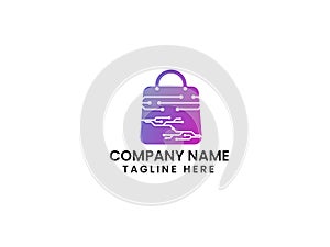 Tech shop. Technology shop logo design. company. Market. Technology logo. Business. Shopping. Creative design. Bag vector