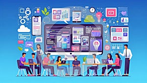 Tech Startup and App Development Flat Vector