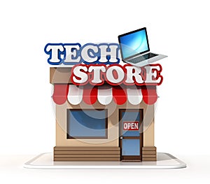 Tech store shop front 3d rendering