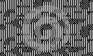 Tech style seamless linear pattern vector, monochrome circuit board lines endless background wallpaper image, black and white