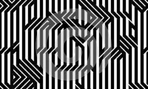 Tech style seamless linear pattern vector, monochrome circuit board lines endless background wallpaper image, black and white