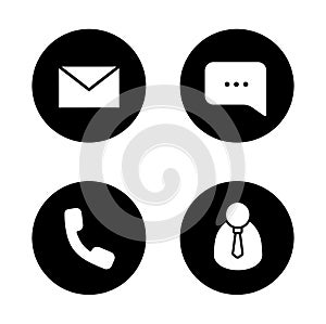 Tech support black icons set