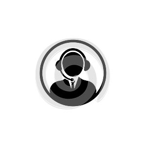 Tech support, call center or man with headphones icon on an isolated white background. EPS 10 vector