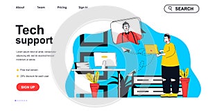 Tech support concept for landing page template. Vector illustration