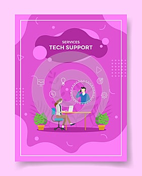 Tech support concept for template of banners, flyer, books, and magazine cover