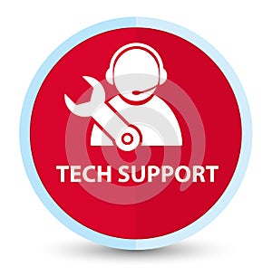 Tech support flat prime red round button