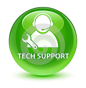 Tech support glassy green round button