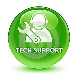 Tech support glassy green round button