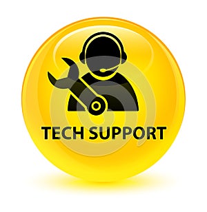 Tech support glassy yellow round button