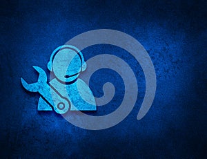 Tech support icon artistic abstract blue grunge texture background