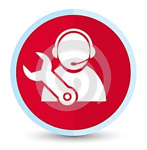 Tech support icon flat prime red round button