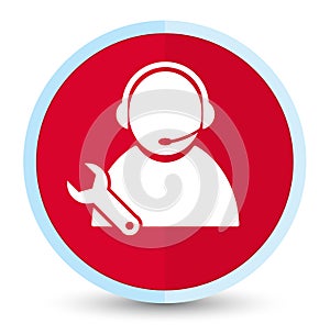 Tech support icon flat prime red round button