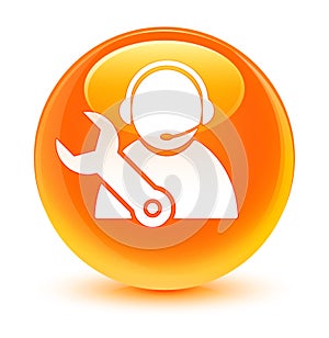 Tech support icon glassy orange round button
