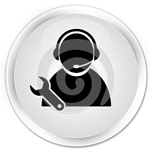 Tech support icon premium white round button
