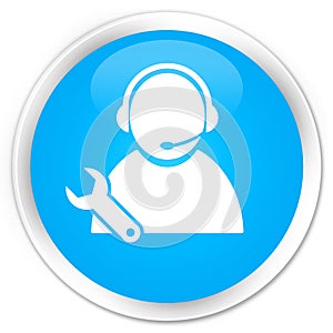 Tech support icon premium cyan blue round button