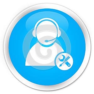 Tech support icon premium cyan blue round button