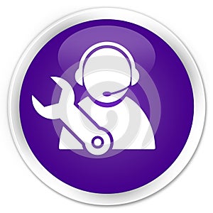 Tech support icon premium purple round button