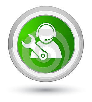 Tech support icon prime green round button