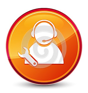 Tech support icon special glassy orange round button