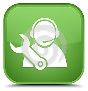 Tech support icon special soft green square button