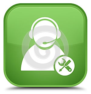 Tech support icon special soft green square button