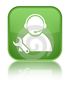 Tech support icon special soft green square button