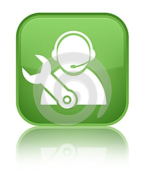 Tech support icon special soft green square button