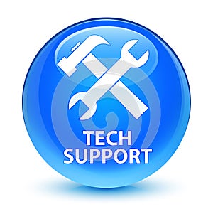 Tech support (tools icon) glassy cyan blue round button