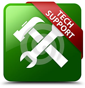 Tech support tools icon green square button