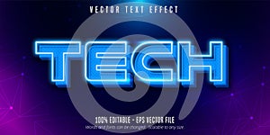 Tech text, neon style editable text effect