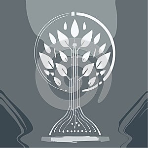 Tech Tree Circuit Board Growth Concept Illustration