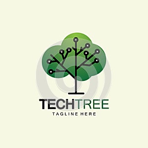 tech tree logo concept,green network technology logo vector.tech tree electrical circuit digital logo vector icon