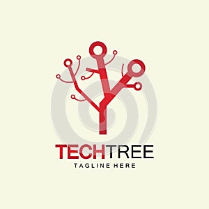 tech tree logo concept,green network technology logo vector.tech tree electrical circuit digital logo vector icon