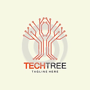 tech tree logo concept,green network technology logo vector.tech tree electrical circuit digital logo vector icon